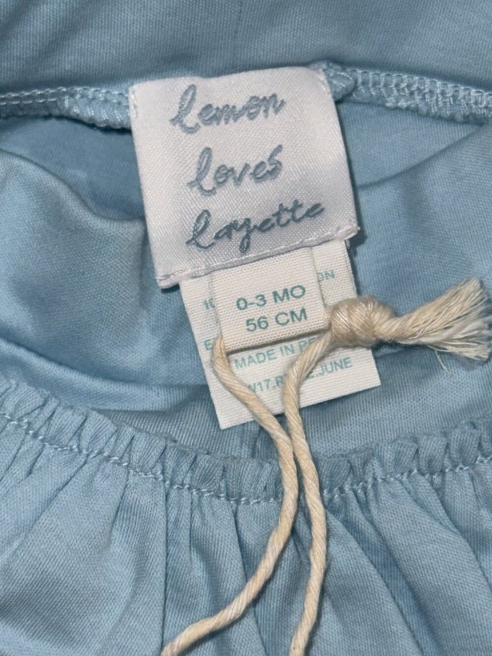 Light Blue Lemon Loves Layette Ruffle Pants | Pima Cotton Boutique Baby | Size 0 - Picture 2 of 3